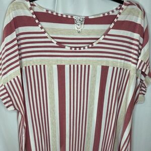 NAIF Red and Cream Striped Short Sleeve Tee